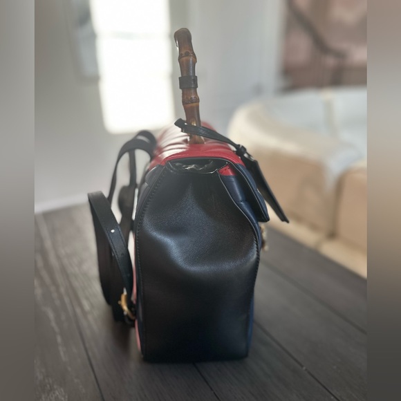 Authentic GUCCI - Queen Margaret Bee Bamboo Top Handle Quilted Leather Backpack - Picture 8 of 12